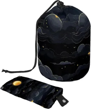 Dark Space Sky with Solar Eclipse Travel Cosmetic Bags Makeup Bag for Women, Foldable Drawstring Travel Cosmetic Bags, Portable Toiletry Bucket Bag