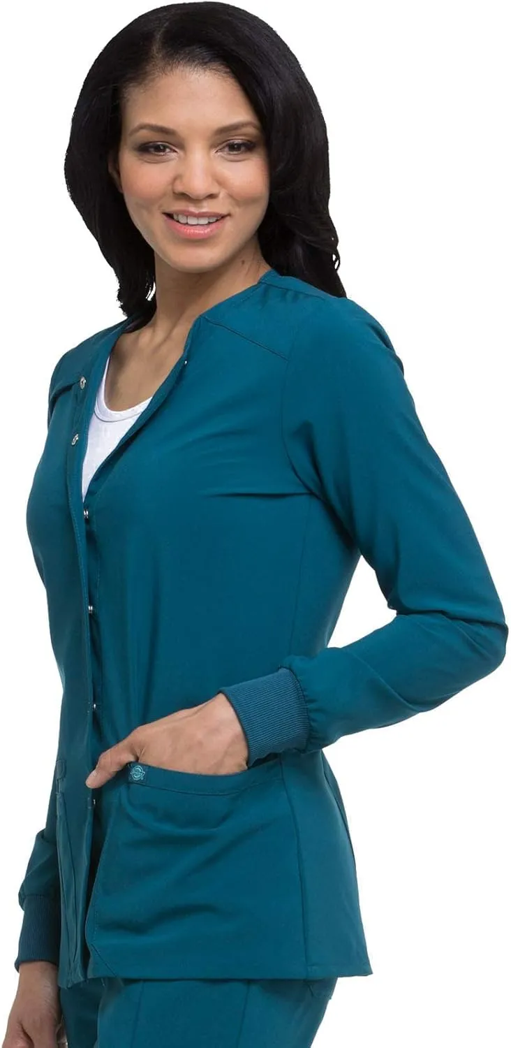 Dickies Scrub Jackets for Woman Snap Front Warm-up Jacket with 2 Pockets - DK305