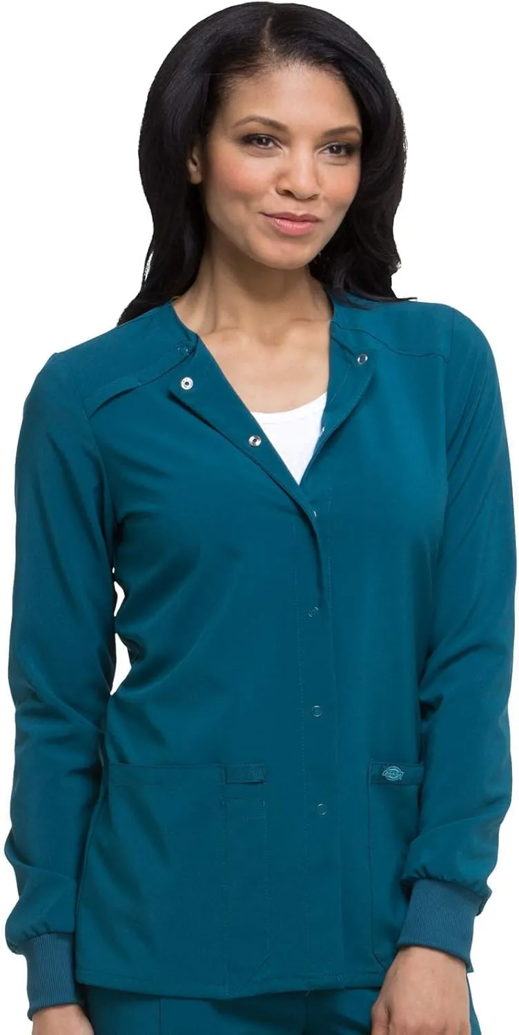 Dickies Scrub Jackets for Woman Snap Front Warm-up Jacket with 2 Pockets - DK305