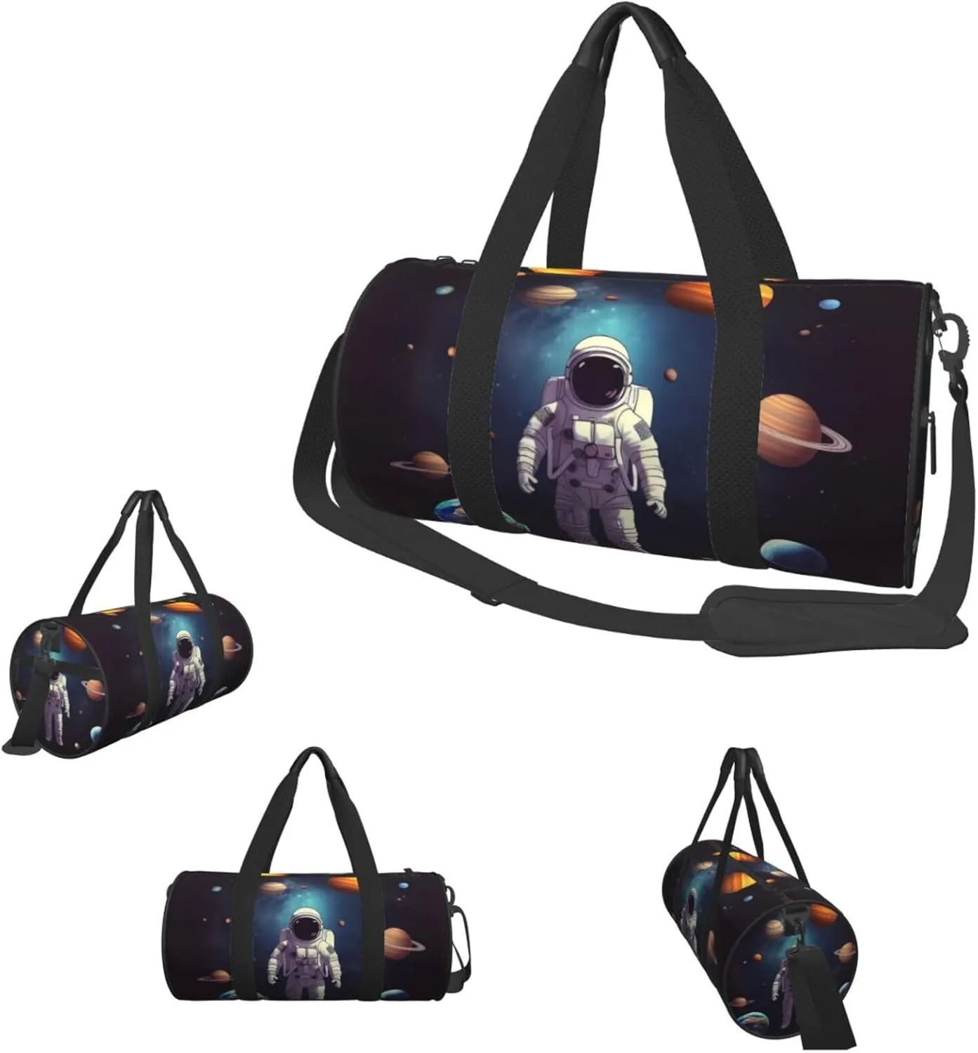 Duffle Bags Astronaut solar system planets Gym Bag for Men Women Waterproof Travel Duffle Bags Convertible Carry on Garment Bag for Travel Sports