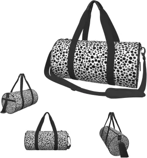 Duffle Bags Black And White Dot Gym Bag for Men Women Waterproof Travel Duffle Bags Convertible Carry on Garment Bag for Travel Sports