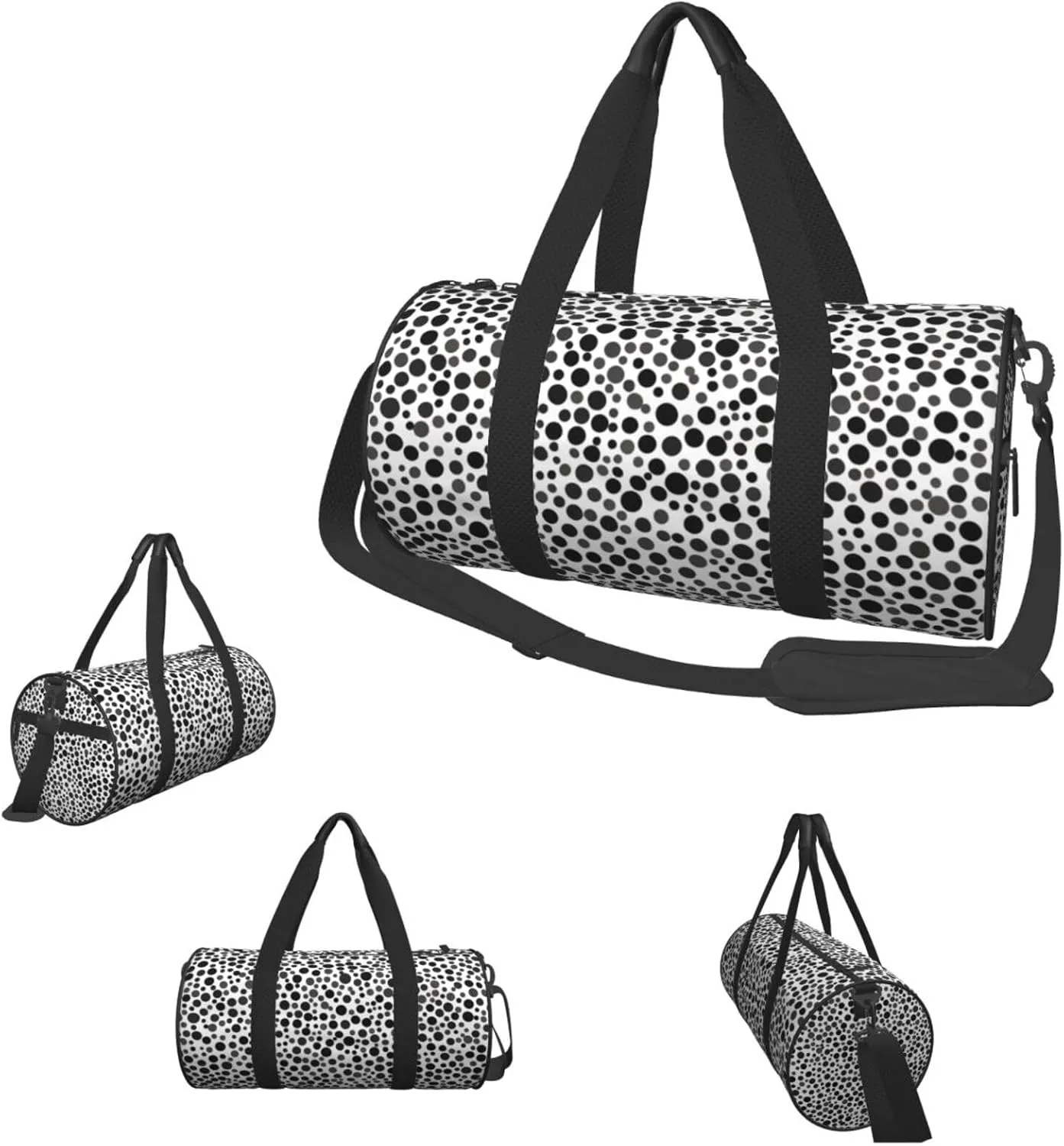 Duffle Bags Black And White Dot Gym Bag for Men Women Waterproof Travel Duffle Bags Convertible Carry on Garment Bag for Travel Sports