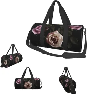 Duffle Bags Black Blackgound Rose Gym Bag for Men Women Waterproof Travel Duffle Bags Convertible Carry on Garment Bag for Travel Sports