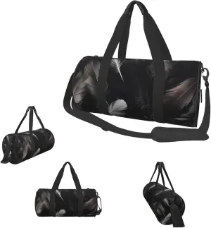 Duffle Bags Black feather background Gym Bag for Men Women Waterproof Travel Duffle Bags Convertible Carry on Garment Bag for Travel Sports