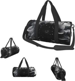Duffle Bags Black flower Gym Bag for Men Women Waterproof Travel Duffle Bags Convertible Carry on Garment Bag for Travel Sports
