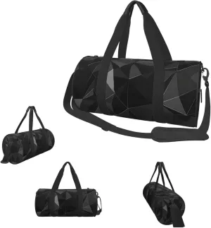 Duffle Bags Black geometric Gym Bag for Men Women Waterproof Travel Duffle Bags Convertible Carry on Garment Bag for Travel Sports