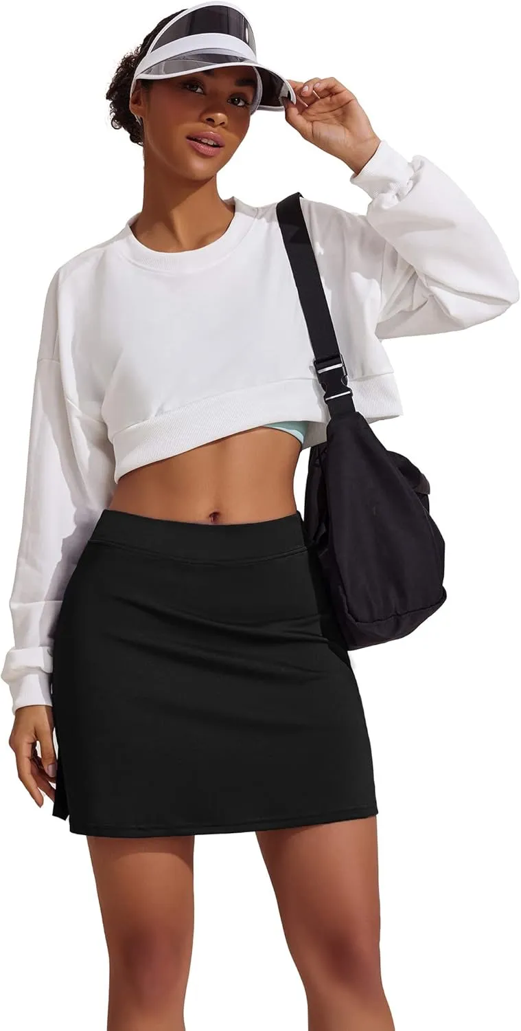 Ekouaer Golf Skorts for Woman High Waisted Active Skort Lightweight Tennis Skirt with 2 Pockets Workout Pickleball Sports