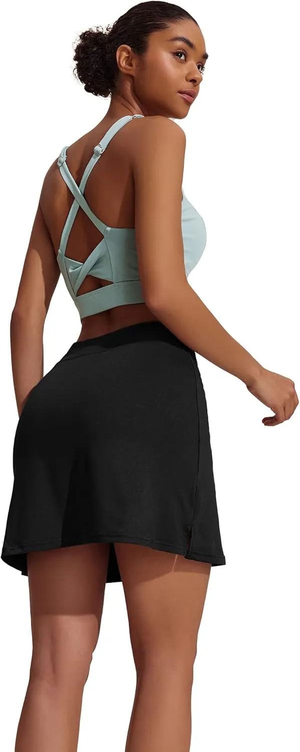 Ekouaer Golf Skorts for Woman High Waisted Active Skort Lightweight Tennis Skirt with 2 Pockets Workout Pickleball Sports