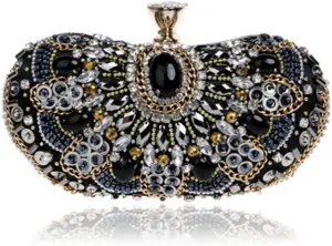 Embroidery Beading Women Evening Bags Handmade Diamonds Clutch Bags Shoulder Chain Handbags Shoulder Bag