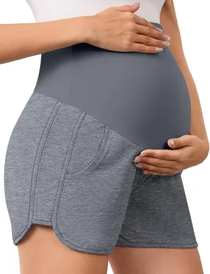 FABRACK Women's Maternity Shorts Over Belly Pregnancy Athletic Workout Running Lounge Sleep Pajama Shorts with Pockets