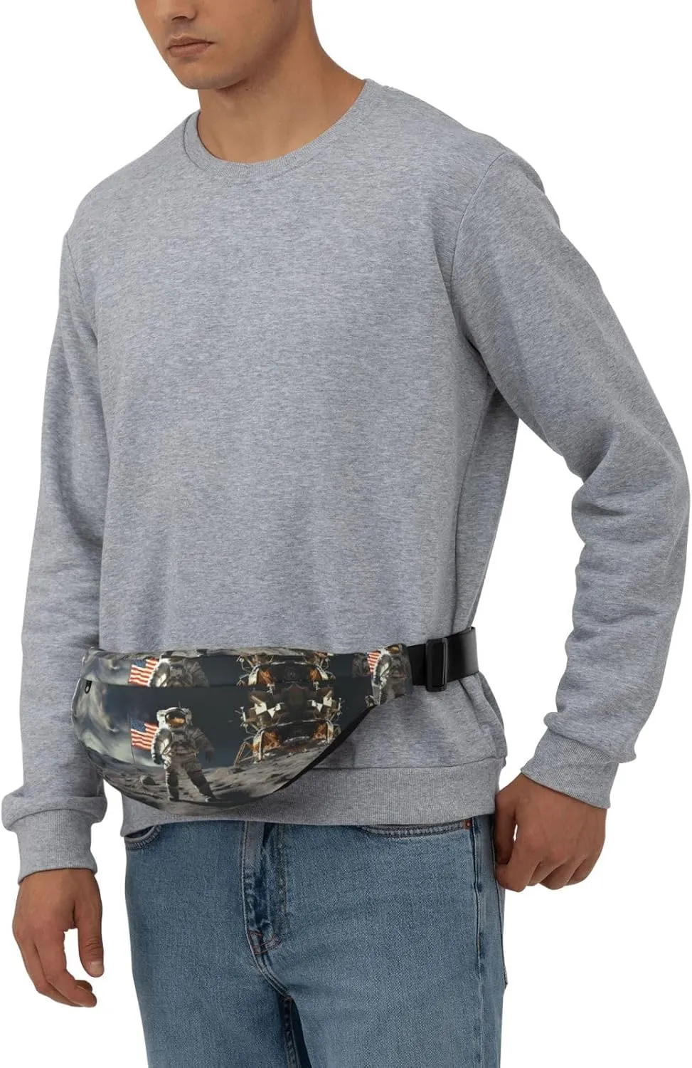 Fanny Pack for Women Men Astronaut Landing on The Moon Waist Bag Waterproof Belt Bag with Adjustable Strap