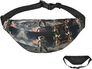 Fanny Pack for Women Men Astronaut Landing on The Moon Waist Bag Waterproof Belt Bag with Adjustable Strap