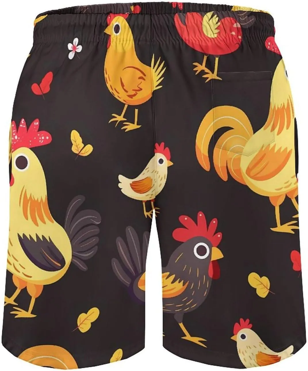 Farmhouse Rooster Chicken Hen Men's Swim Trunks Quick Dry Board Shorts Breathable Summer Beach Shorts Bathing Suits