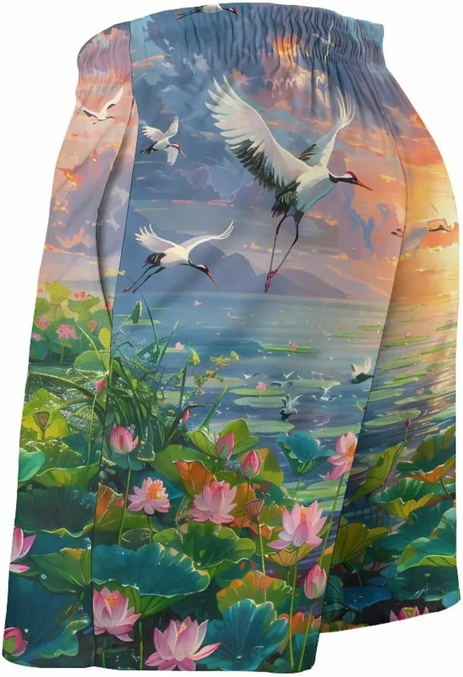 Feng Shui Lotuses Flower Blooming Men's Swim Trunks Quick Dry Board Shorts Breathable Summer Beach Shorts Bathing Suits