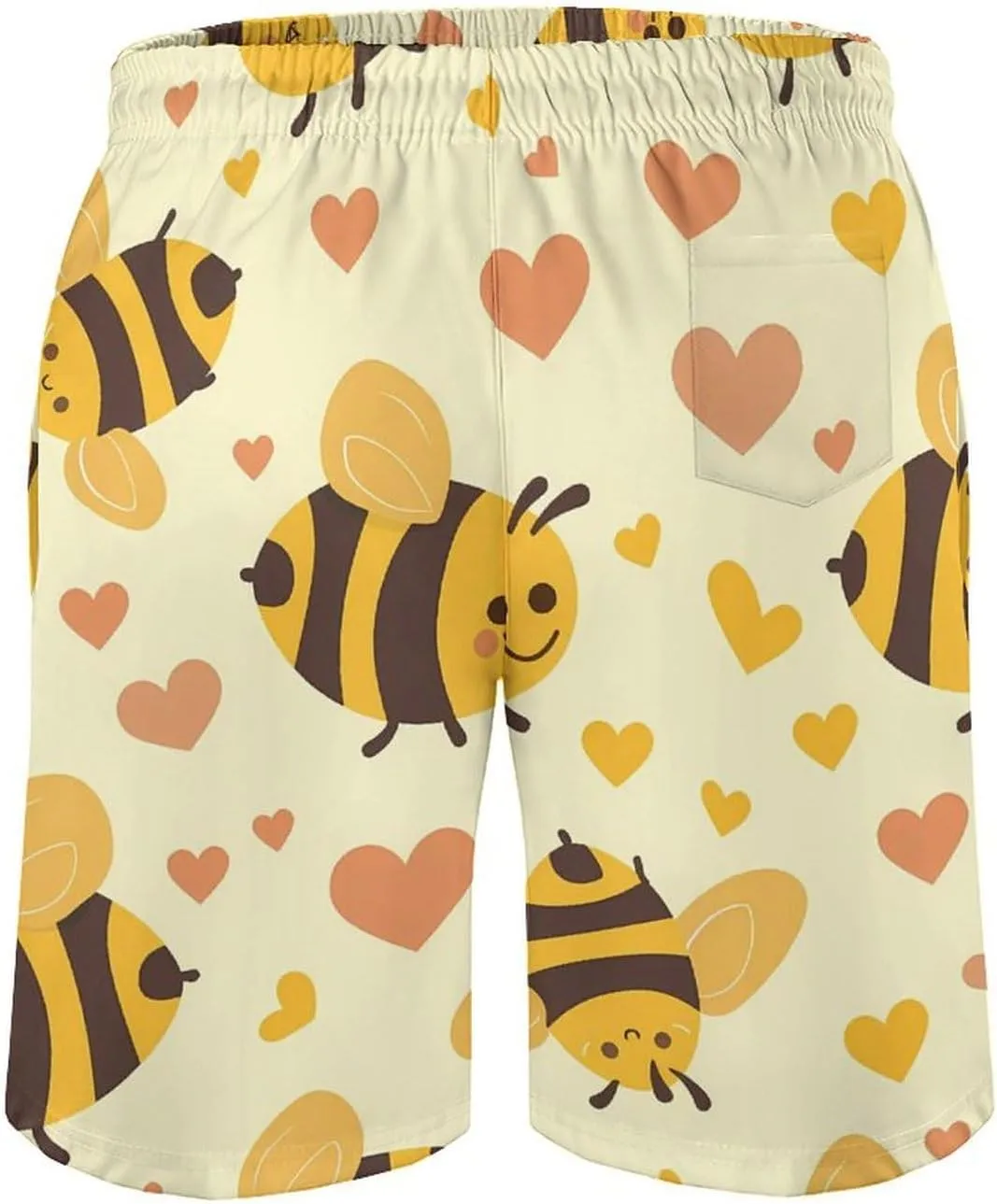 Flying Yellow Bees Hearts Men's Swim Trunks Quick Dry Board Shorts Breathable Summer Beach Shorts Bathing Suits