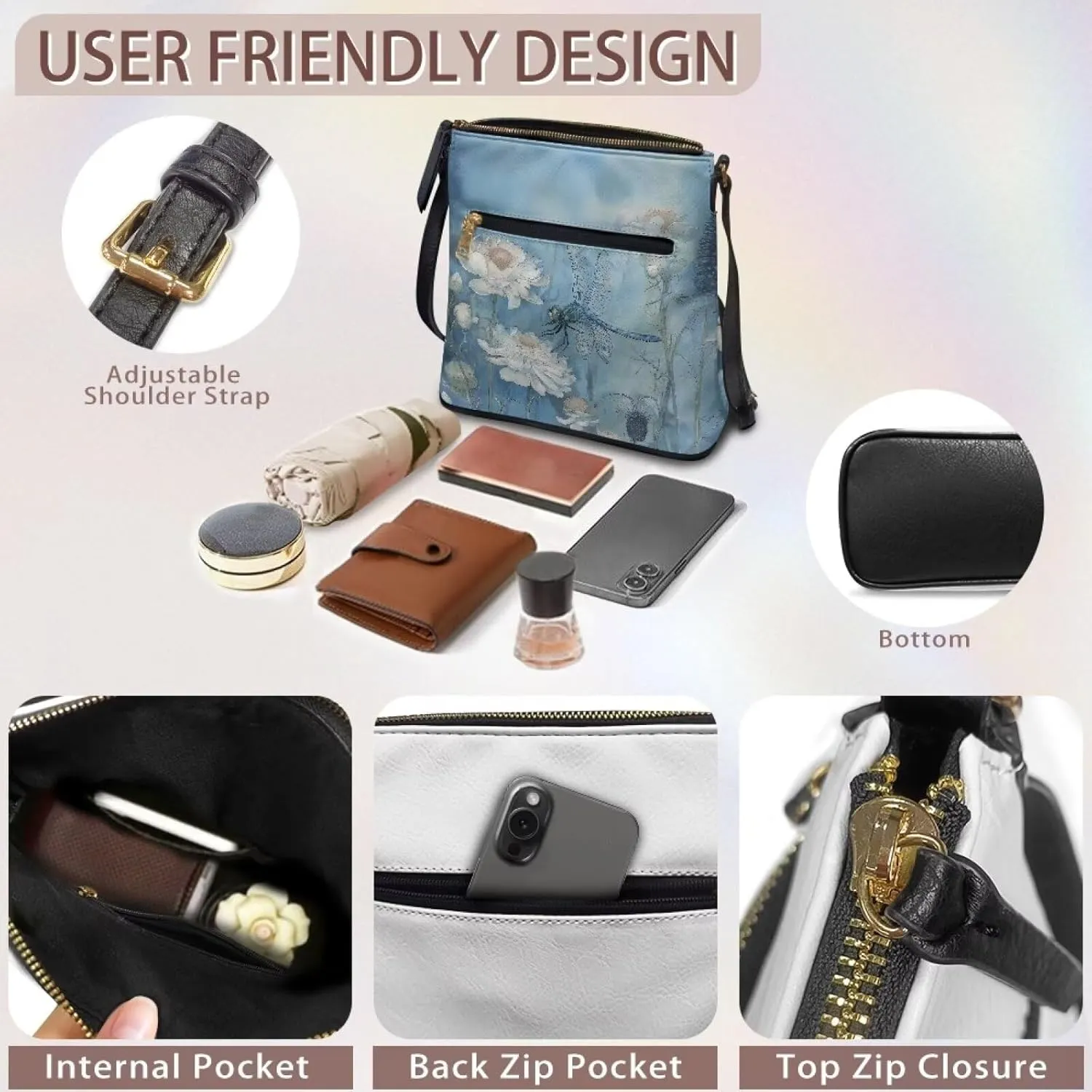 FOR U DESIGNS Leather Crossbody Bags for Women Shoulder Bags for Work Travel Sling Bag