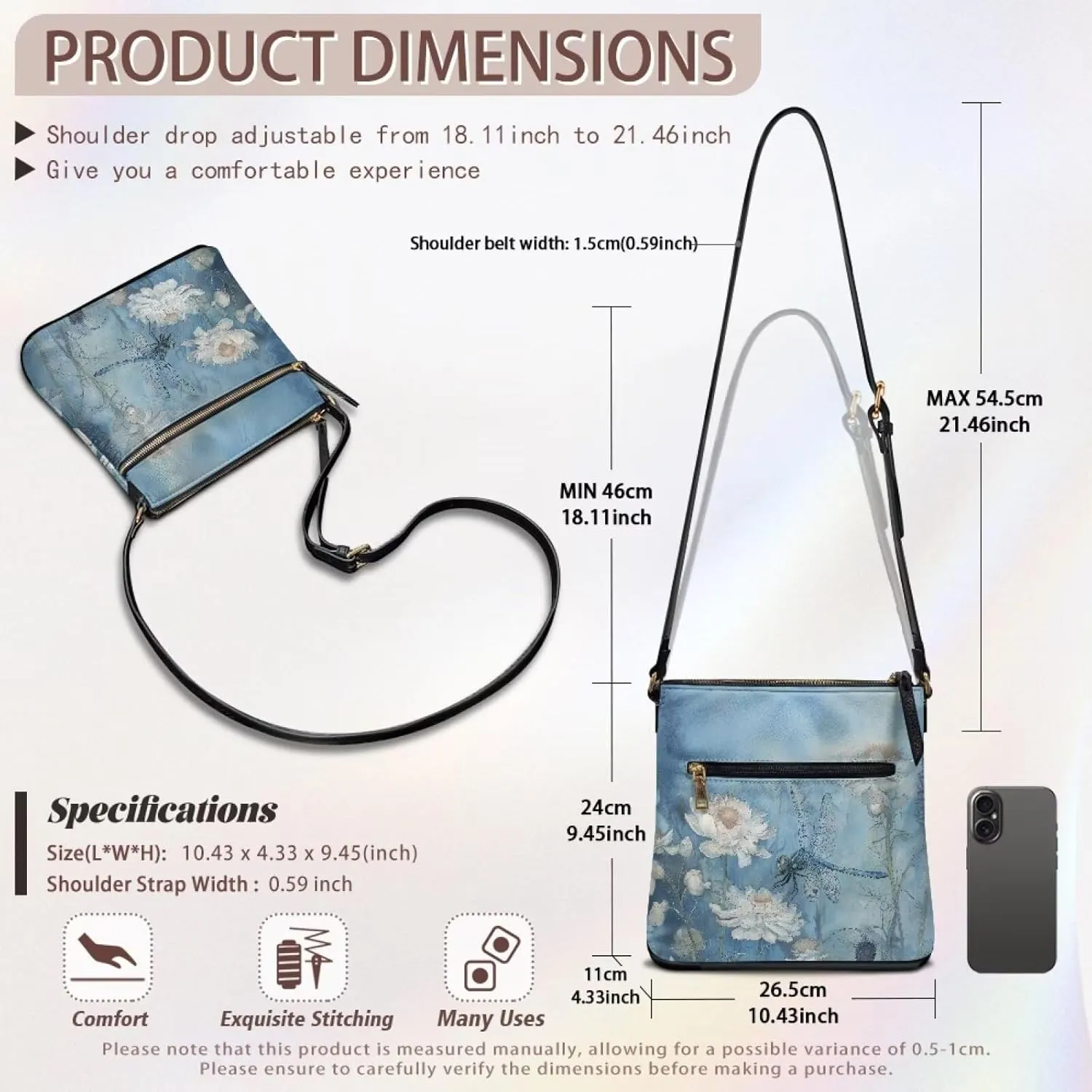 FOR U DESIGNS Leather Crossbody Bags for Women Shoulder Bags for Work Travel Sling Bag
