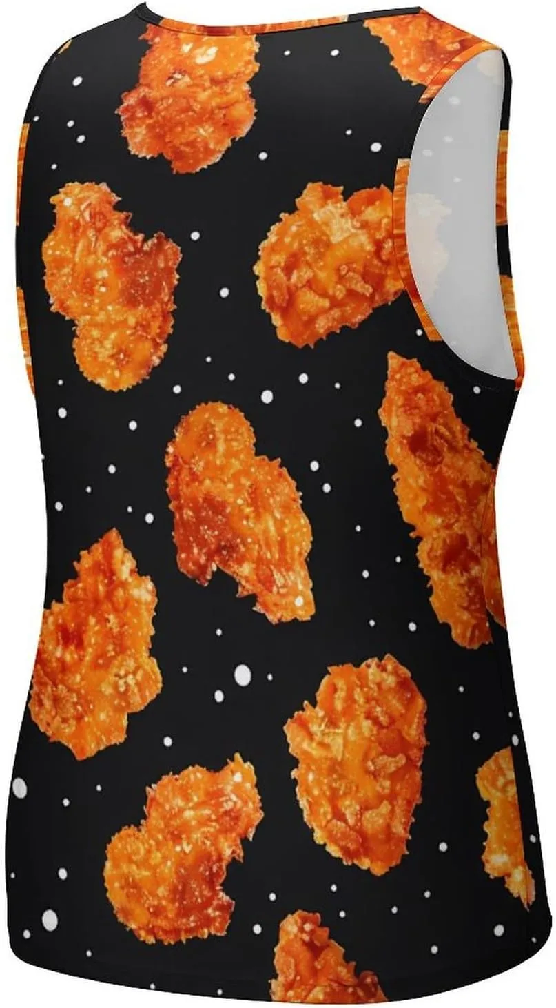 Fried Chicken Nuggets Men's Tank Tops Summer Sleeveless T-Shirts Gym Workout Tee Casual Beach Tee