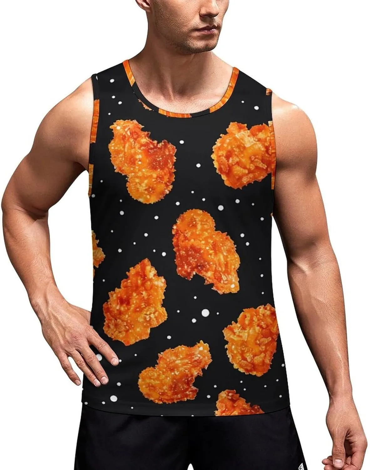 Fried Chicken Nuggets Men's Tank Tops Summer Sleeveless T-Shirts Gym Workout Tee Casual Beach Tee