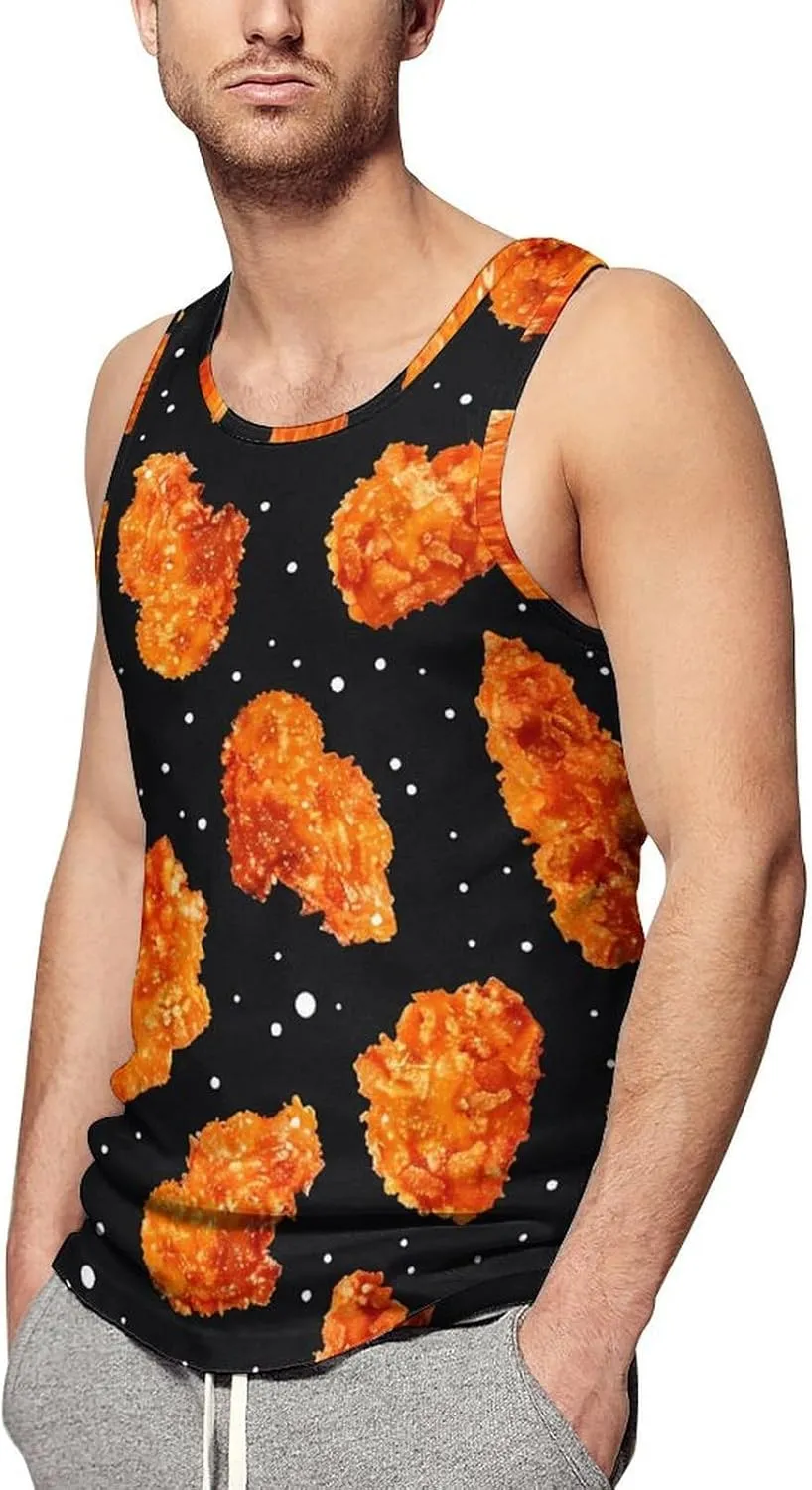 Fried Chicken Nuggets Men's Tank Tops Summer Sleeveless T-Shirts Gym Workout Tee Casual Beach Tee