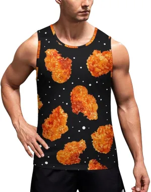 Fried Chicken Nuggets Men's Tank Tops Summer Sleeveless T-Shirts Gym Workout Tee Casual Beach Tee