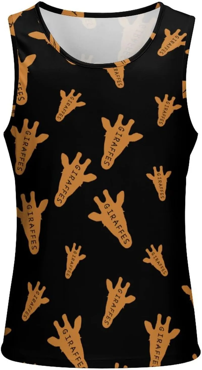 Funny Giraffe Head Men's Tank Tops Summer Sleeveless T-Shirts Gym Workout Tee Casual Beach Tee