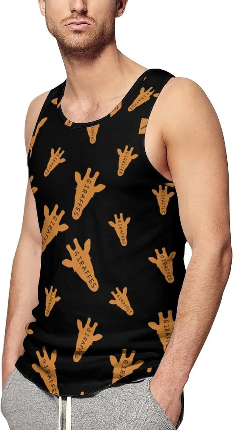 Funny Giraffe Head Men's Tank Tops Summer Sleeveless T-Shirts Gym Workout Tee Casual Beach Tee