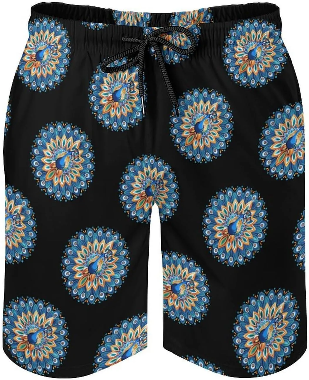 Funny Peacock Art Men's Swim Trunks Quick Dry Board Shorts Breathable Summer Beach Shorts Bathing Suits
