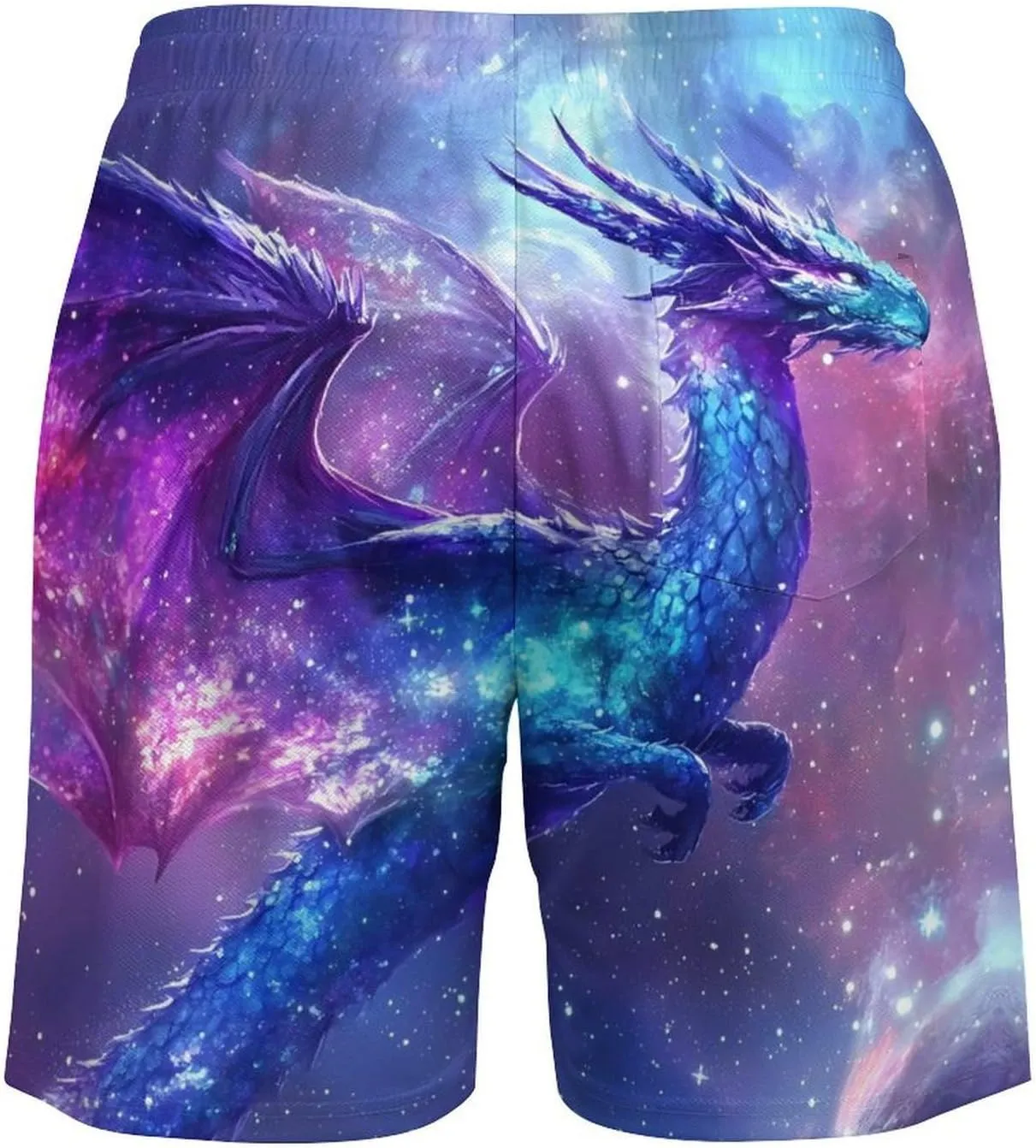 G-alaxy Dragon Casual Beach Shorts for Men Elastic Waist Drawstring Swim Shorts With Compression Liner