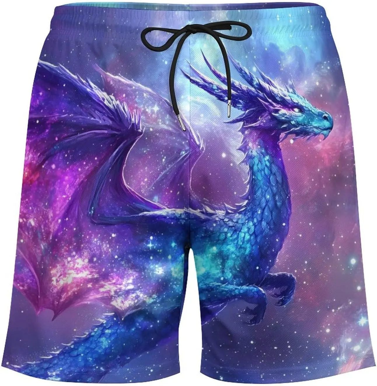 G-alaxy Dragon Casual Beach Shorts for Men Elastic Waist Drawstring Swim Shorts With Compression Liner