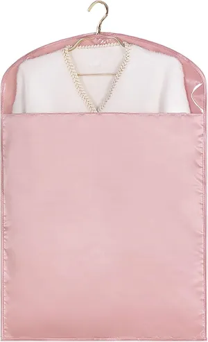 Garment Bags, Clothes Covers with Clear Windows,The Hanging Clothes Bags Storage for Long Dresses, Suit Satin-Like Cotton Fabric(Pink,23x31in/58x80cm)