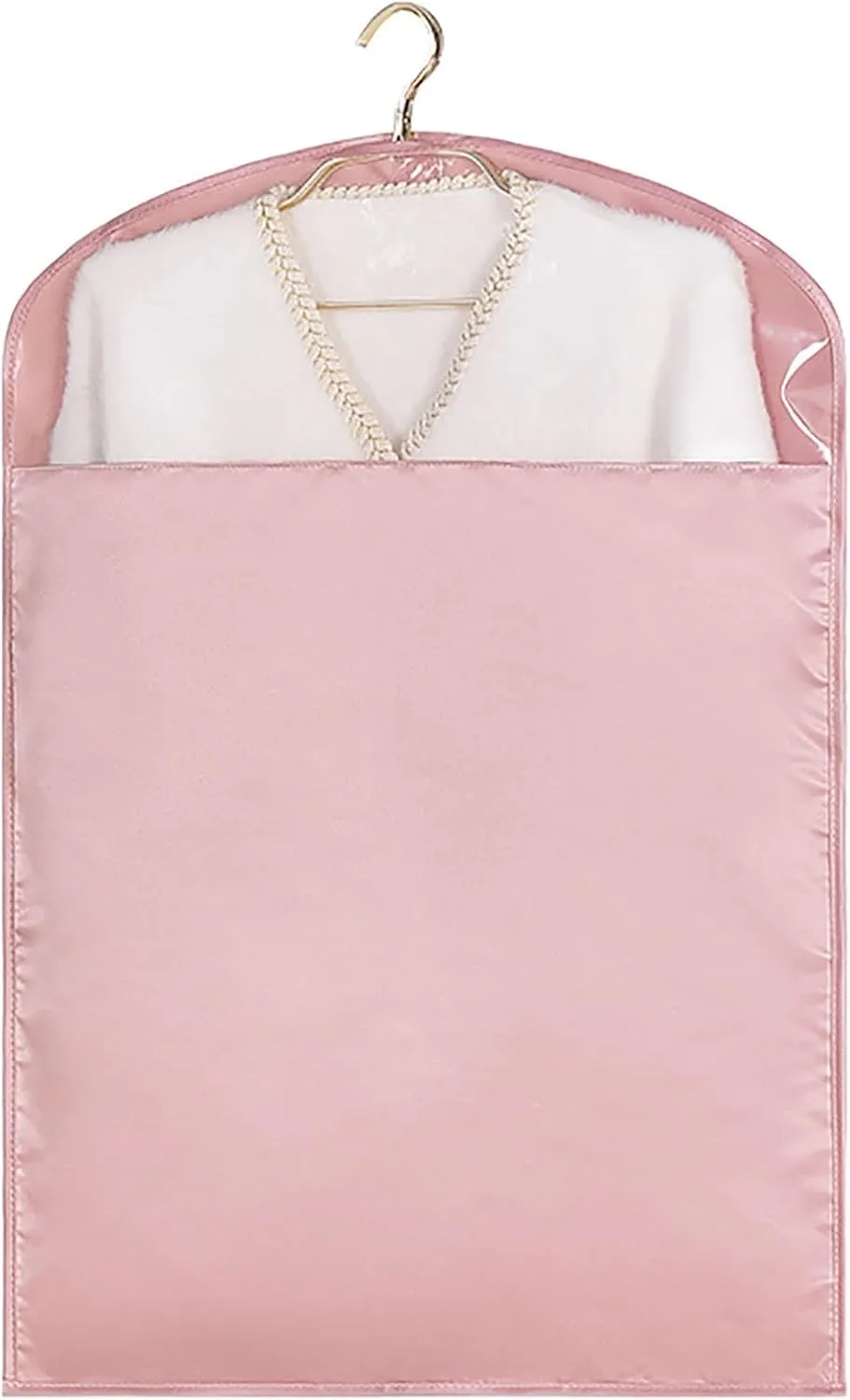 Garment Bags, Clothes Covers with Clear Windows,The Hanging Clothes Bags Storage for Long Dresses, Suit Satin-Like Cotton Fabric(Pink,23x31in/58x80cm)