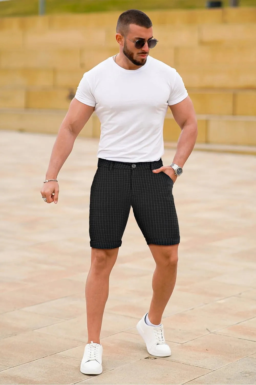 GINGTTO Mens Slim Fit Shorts 9" Inseam Stretch Casual Chino Short Pants