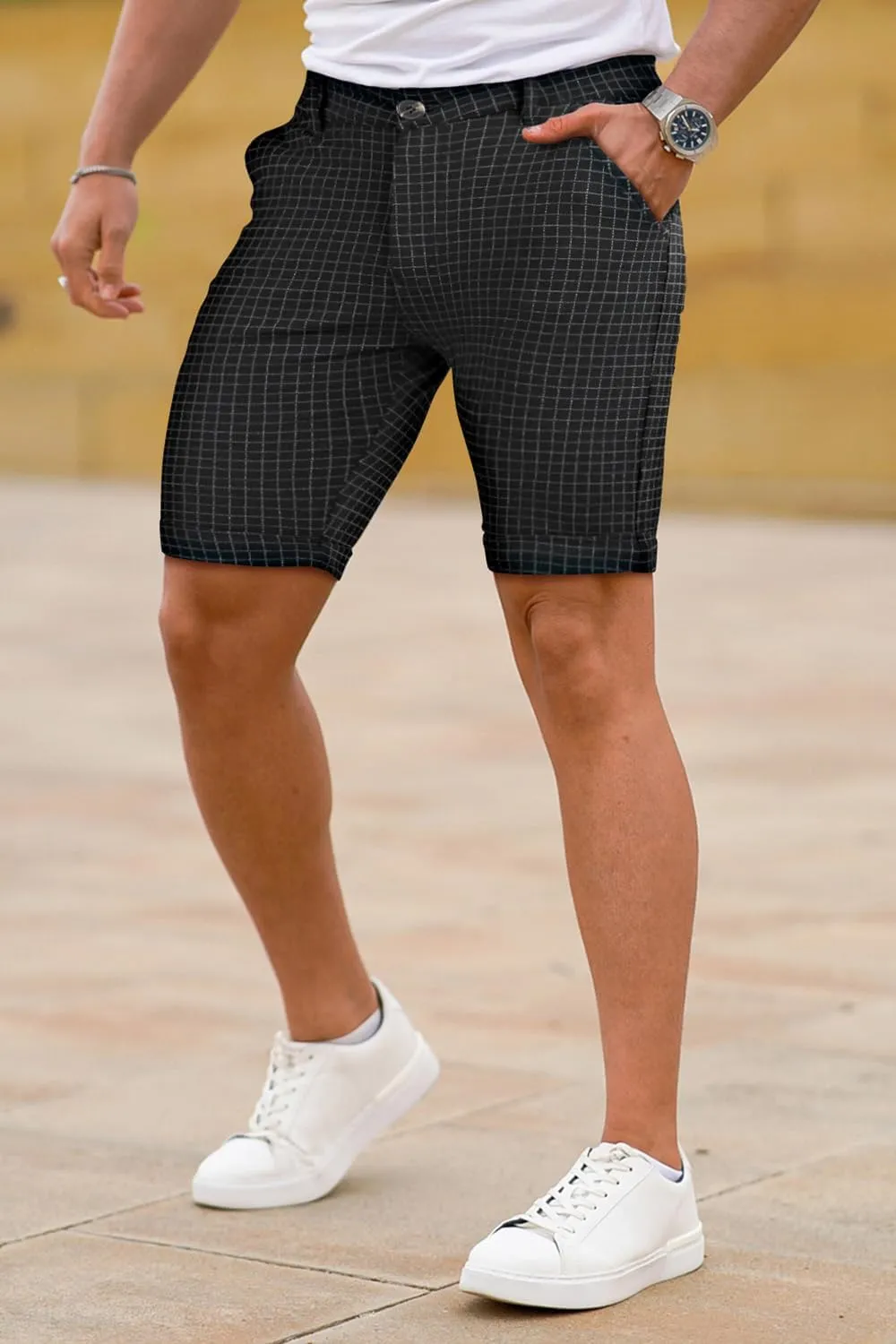GINGTTO Mens Slim Fit Shorts 9" Inseam Stretch Casual Chino Short Pants