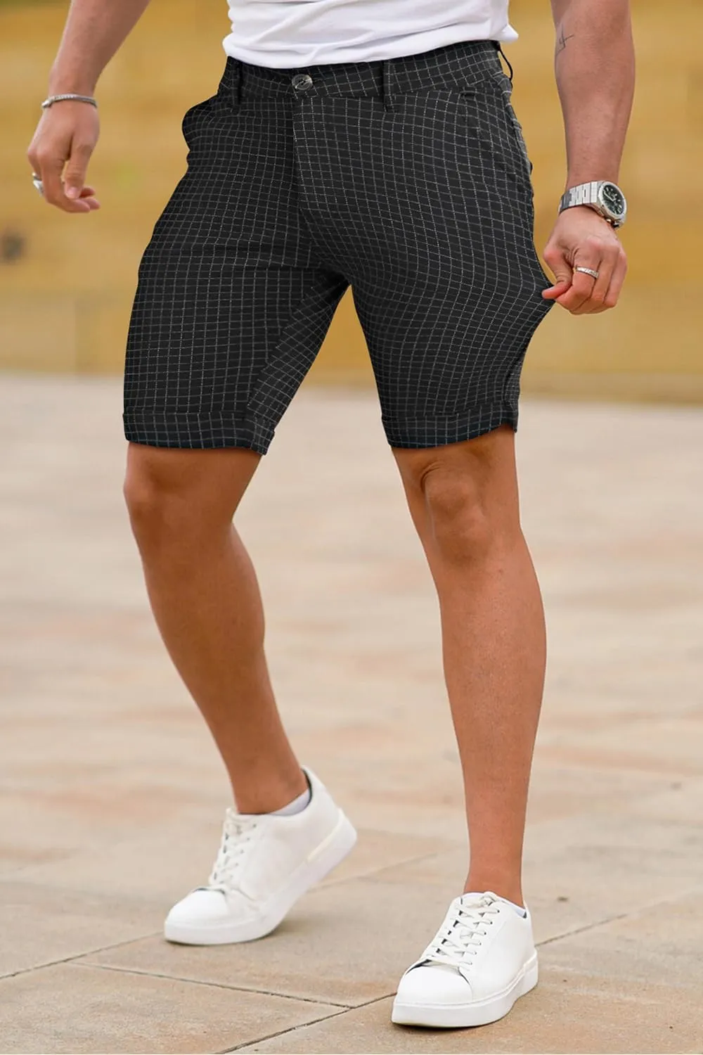 GINGTTO Mens Slim Fit Shorts 9" Inseam Stretch Casual Chino Short Pants