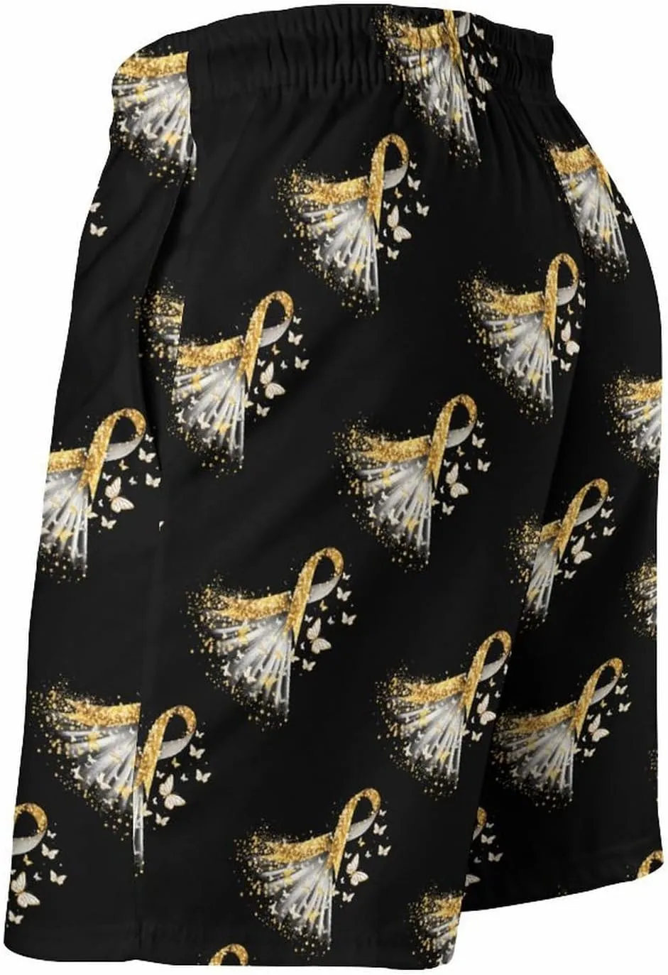 Golden Cancer Awareness Ribbon Men's Swim Trunks Quick Dry Board Shorts Breathable Summer Beach Shorts Bathing Suits