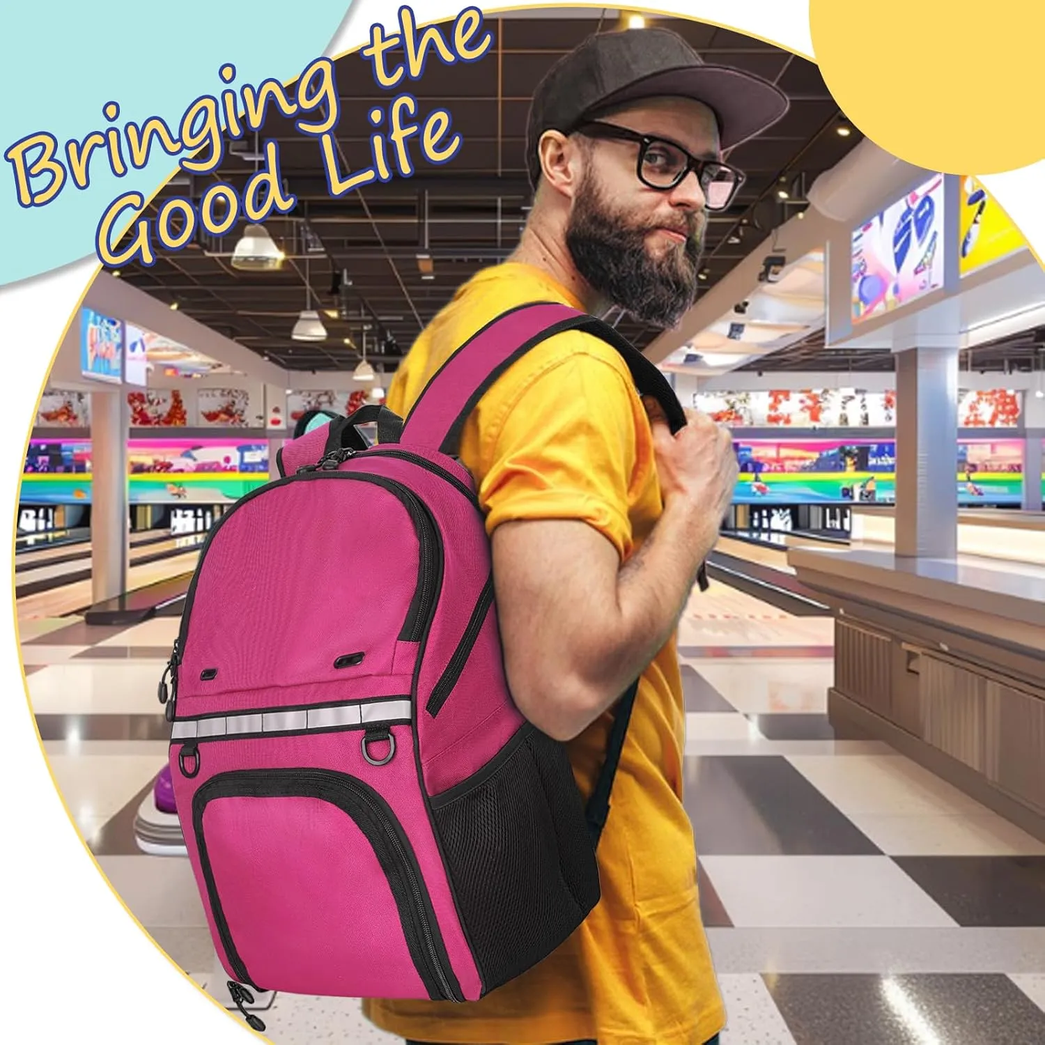 Goloni Bowling Backpack,Single Ball Bowling Bag with Shoe Compartment Up to Size 16,Bowling Bag with Padded Ball Holder