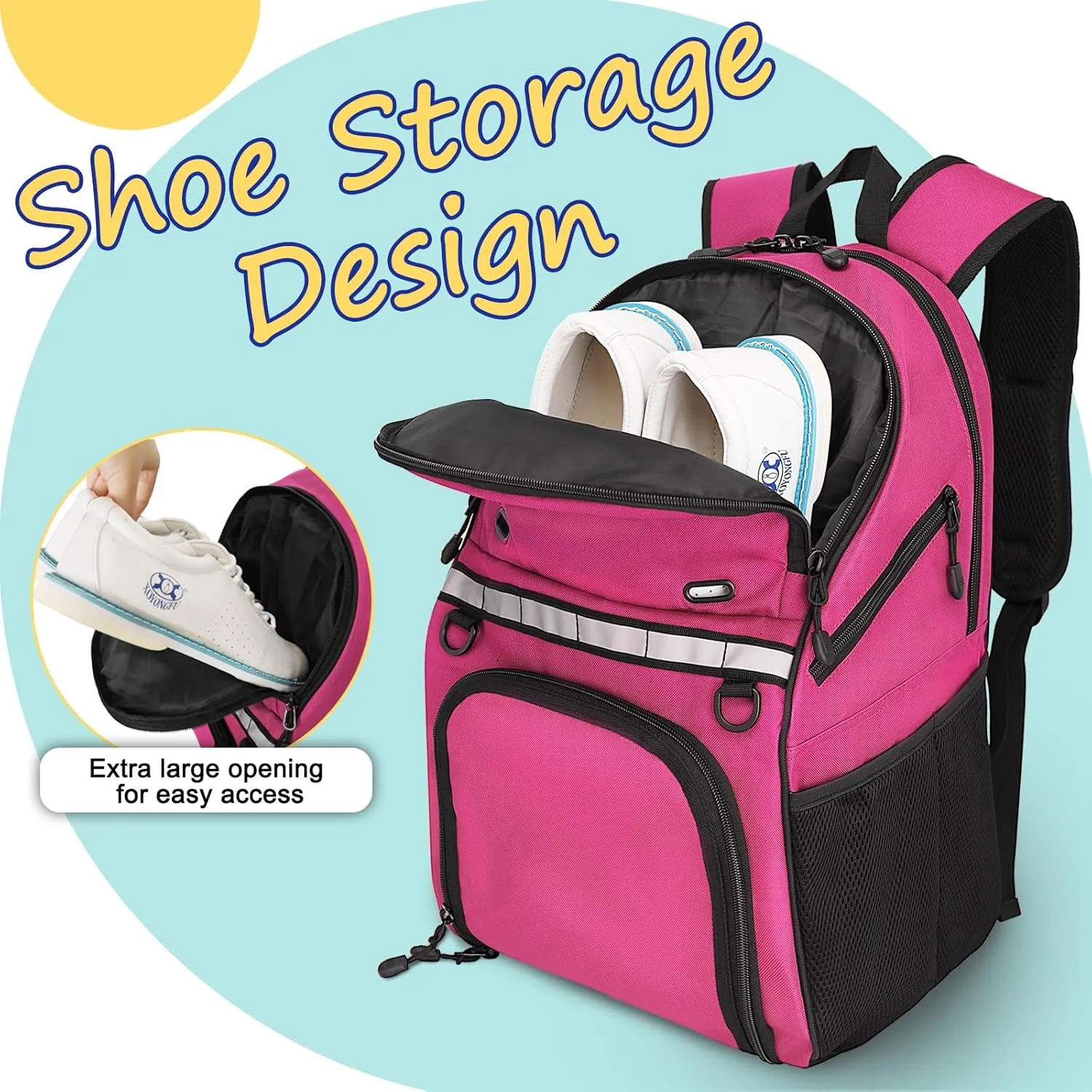 Goloni Bowling Backpack,Single Ball Bowling Bag with Shoe Compartment Up to Size 16,Bowling Bag with Padded Ball Holder