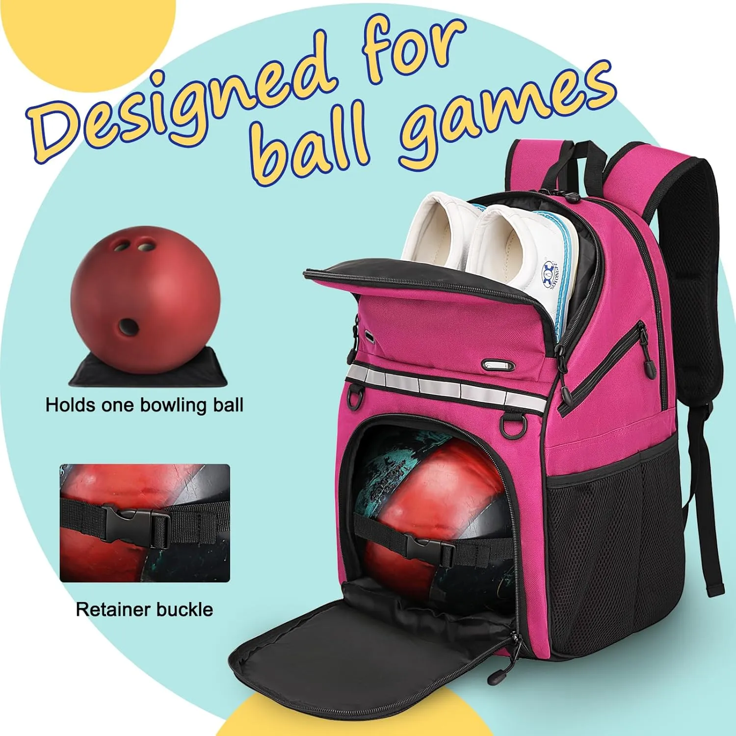 Goloni Bowling Backpack,Single Ball Bowling Bag with Shoe Compartment Up to Size 16,Bowling Bag with Padded Ball Holder