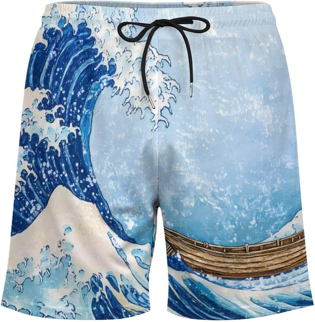 Great Wave Casual Beach Shorts for Men Elastic Waist Drawstring Swim Shorts With Compression Liner