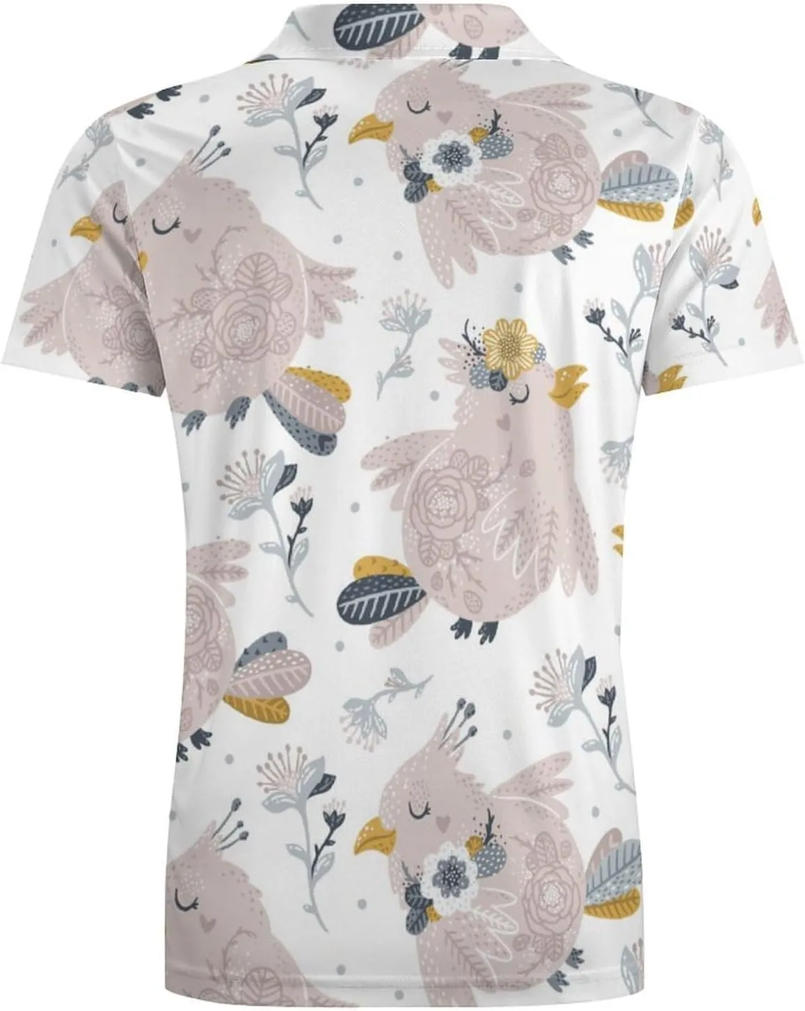 Green PlantPattern Men's Short Sleeve Classic Fit Performance Moisture Wicking Polo (Available in Big & Tall)