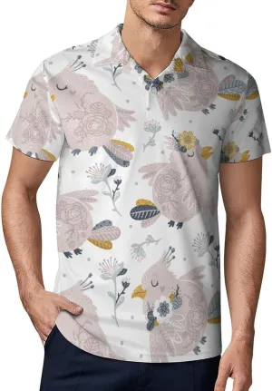 Green PlantPattern Men's Short Sleeve Classic Fit Performance Moisture Wicking Polo (Available in Big & Tall)