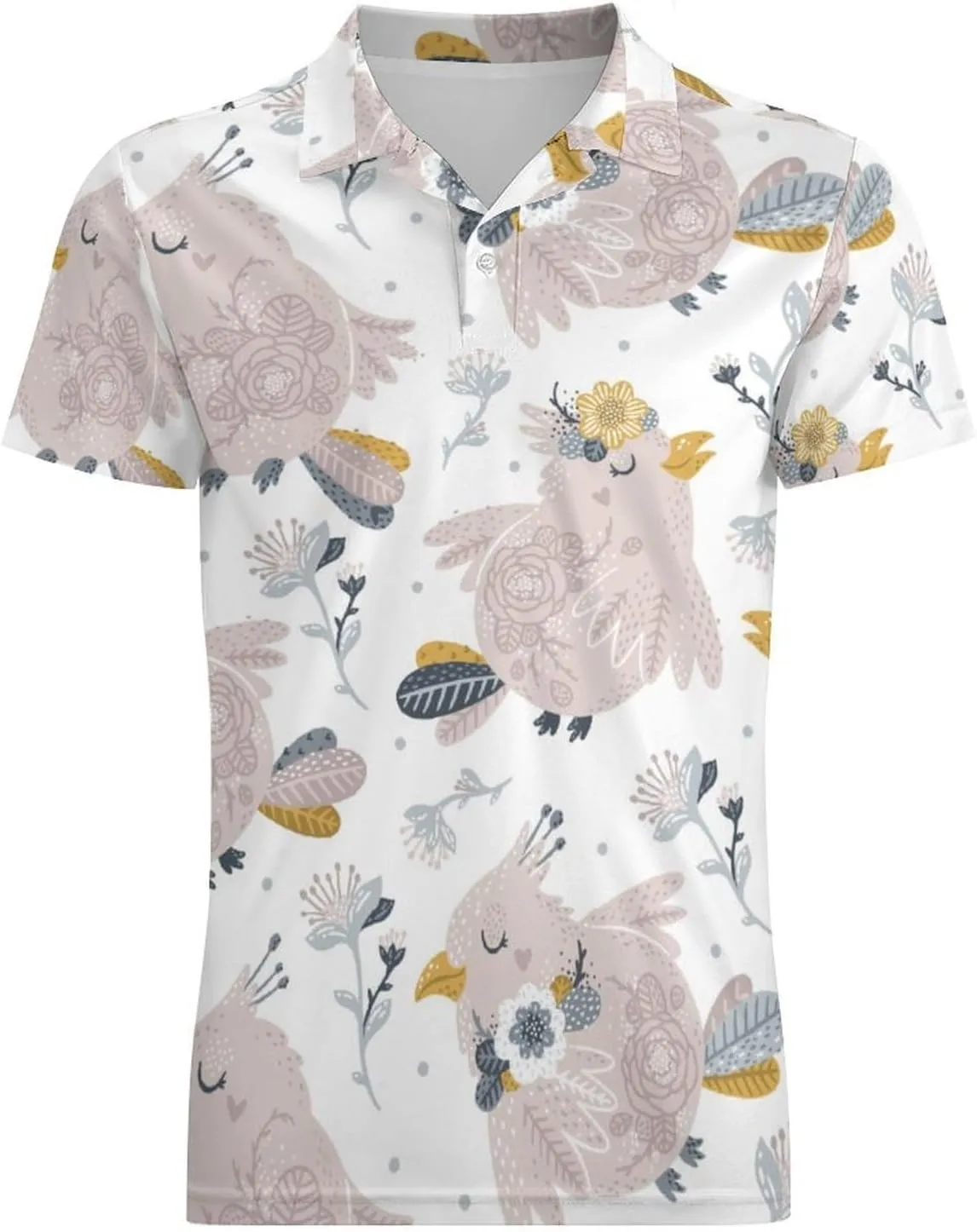 Green PlantPattern Men's Short Sleeve Classic Fit Performance Moisture Wicking Polo (Available in Big & Tall)
