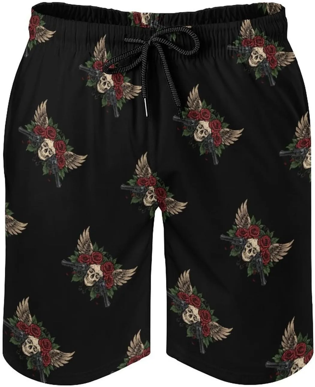 Gun Skull Men's Swim Trunks Quick Dry Board Shorts Breathable Summer Beach Shorts Bathing Suits