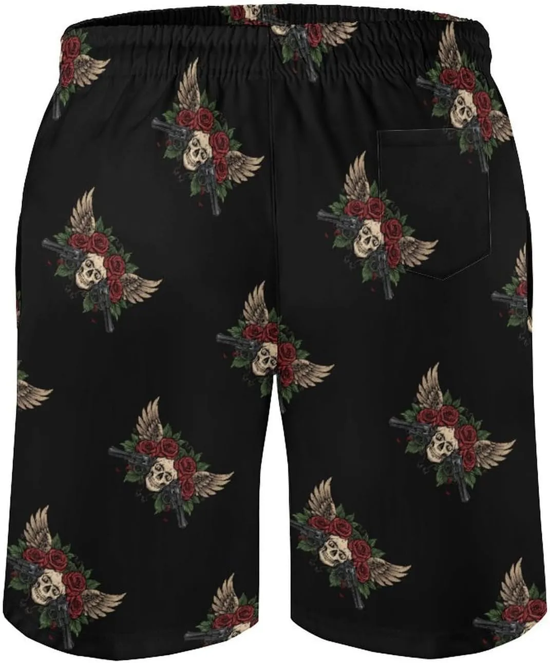 Gun Skull Men's Swim Trunks Quick Dry Board Shorts Breathable Summer Beach Shorts Bathing Suits