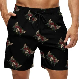 Gun Skull Men's Swim Trunks Quick Dry Board Shorts Breathable Summer Beach Shorts Bathing Suits