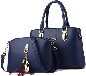 Handbags for Women Shoulder Bags Tote Satchel 2pcs Purse Set Tassel Crossbody Bags Yellow