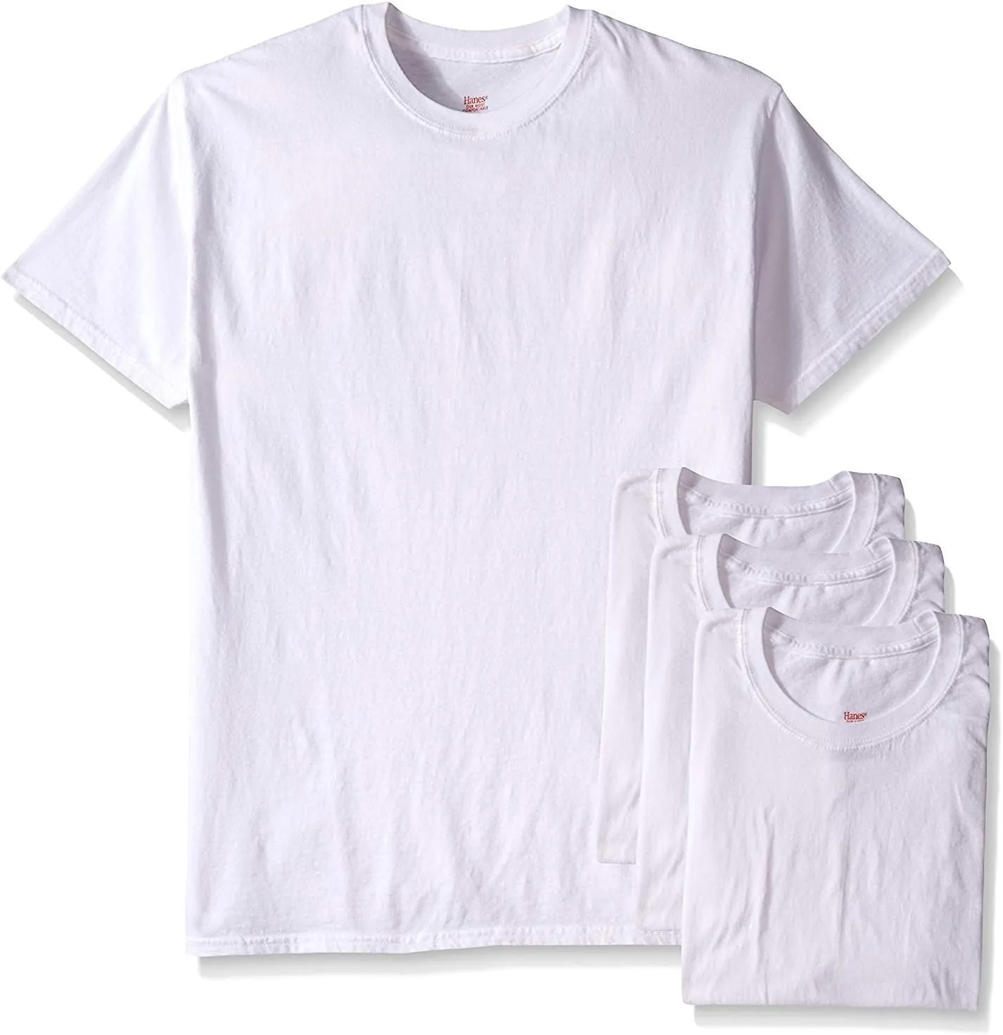 Hanes Men's 5Pack Crew Neck Tagless White Undershirts Crewneck T-Shirts, M