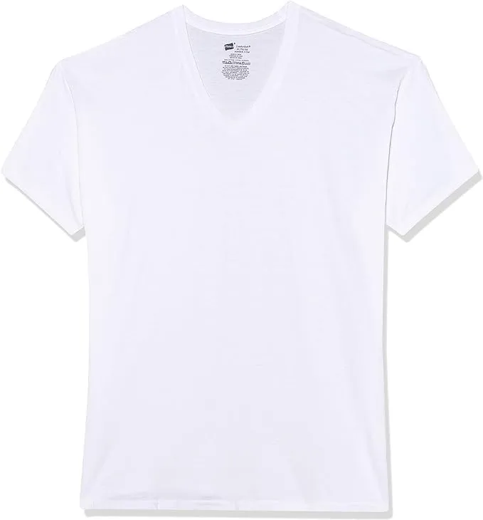 Hanes Mens 6Pack White V-Neck Tagless 100% Cotton Undershirts T-Shirts 2XL