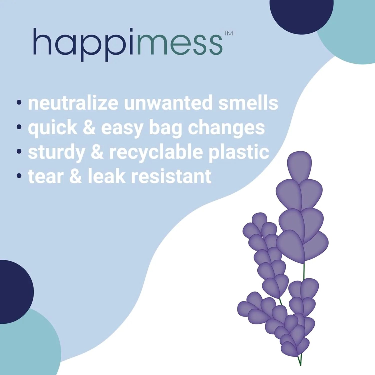 happimess HPM3101A-WHITE 8-Gallon Lavender Scented Drawstring Trash Can Liner, White (60-Count, 3-Packs of 20 Liners)